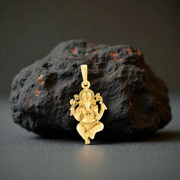Akshat Sapphire 22 CT Gold Plated Silver (92.5% purity)God Ganesh Pendant for Men, Boys Girls and Women