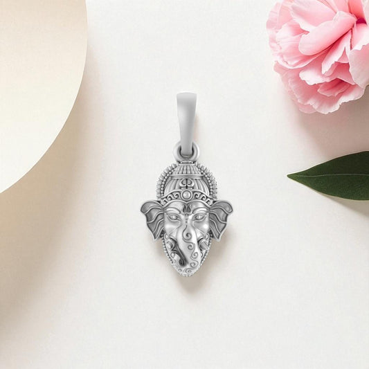 Akshat Sapphire Sterling Silver (92.5% purity) God Ganesha Pendant for Men & Women Pure Silver Ganpati Locket for Good Health & Wealth