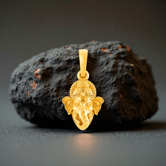 Akshat Sapphire 22 CT Gold Plated Silver (92.5% purity)God Ganesh Pendant for Men, Boys Girls and Women