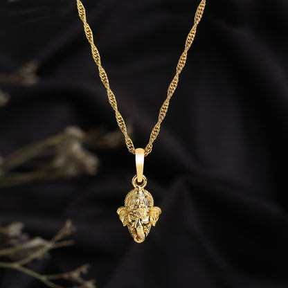 22 CT Gold Plated Silver (92.5% purity)God Ganesh Pendant for Men, Boys Girls and Women