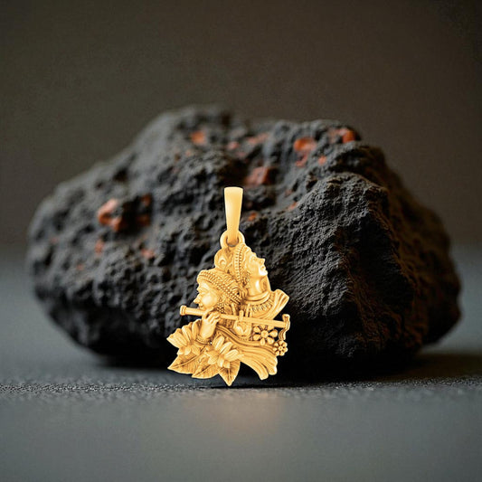 Akshat Sapphire 22 CT Gold Plated Silver (92.5% purity) God Radha Krishna Pendant for Men and Women