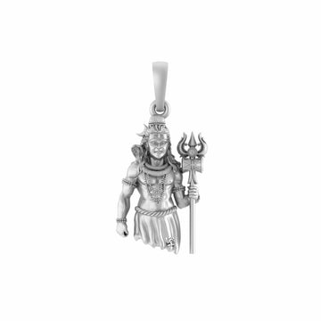Akshat Sapphire Sterling Silver (92.5% purity) God Shiva Pendant (Big Size) for Men & Women Pure Silver Lord Shiv ji Locket (Big Size) for Good Health & Wealth
