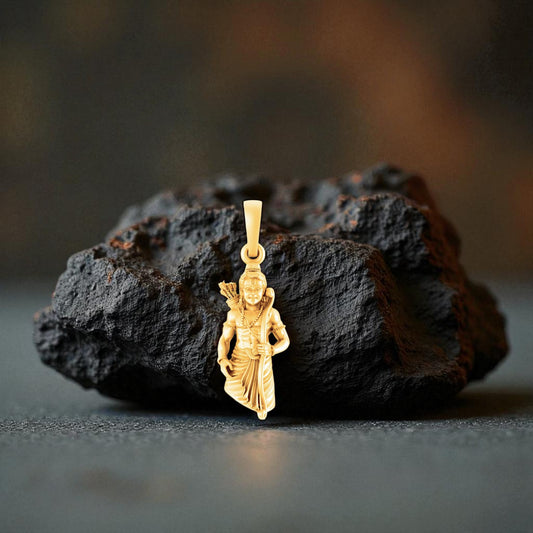 Akshat Sapphire 22 CT Gold Plated Silver (92.5% purity) God Ram Pendant for Men and Women