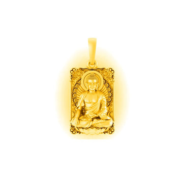 Akshat Sapphire 22 CT Gold Plated Silver (92.5% purity) God Buddha Pendant for Men and Women
