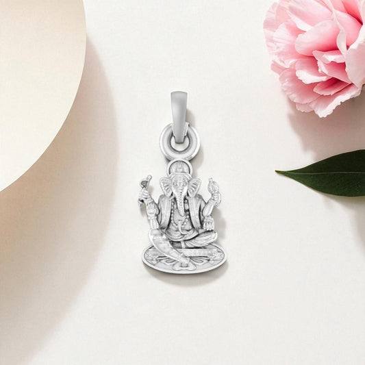 Akshat Sapphire 92.5% Pure Sterling Silver God Ganesh Ganpati  Pendant Locket For Kids and woman