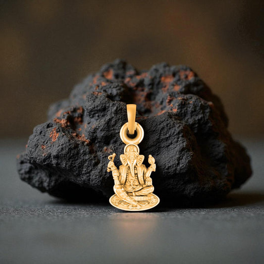 22 CT Gold Plated Silver (92.5% purity)God Ganesh Pendant for Men, Boys Girls and Women