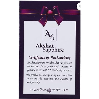 Akshat Sapphire Sterling Silver (92.5% purity) God Ganesh Pendant for Men & Women Pure Silver Lord Ganapathy Locket for Good Health & Wealth