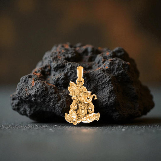 22 CT Gold Plated Silver (92.5% purity) God Ganesh Pendant for Men and women