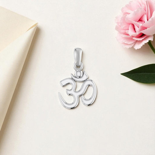 Akshat Sapphire Sterling Silver (92.5% purity) Spiritual OM Pendant for Men & Women Pure Silver Religious OM Locket for Good Health & Wealth