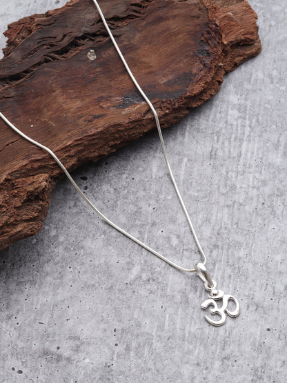Akshat Sapphire Sterling Silver (92.5% purity) Spiritual OM Pendant for Men & Women Pure Silver Religious OM Locket for Good Health & Wealth