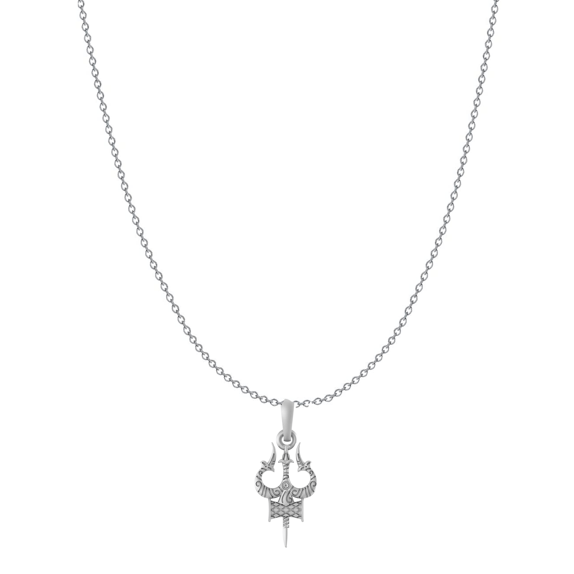 Akshat Sapphire Sterling Silver (92.5% purity) Spiritual Shiva Trishul Chain Pendant  (Pendant with Anchor/ Cable Chain Chain) for Men & Women Pure Silver Divine Shiva Trishul Chain Locket for Good Health & Wealth