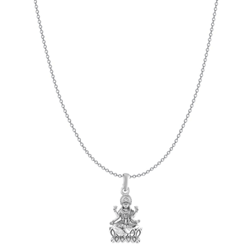 Akshat Sapphire Sterling Silver (92.5% purity) Goddess Laxmi Ji Chain Pendant (Pendant with Anchor/ Cable Chain Chain) for Men & Women Pure Silver Lord Laxmi Ji Chain Locket for Health & Wealth