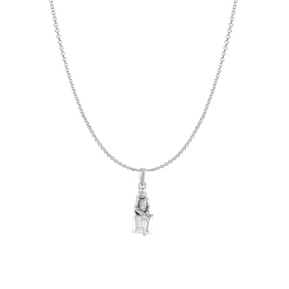 AKSHAT SAPPHIRE Sterling Silver (Silver with 92.5% purity) God Shree Sai Baba chain Pendant (Pendant with Anchor/ Cable Chain Chain) for Men & Women Pure Sterling Silver Lord Sai Baba chain Locket For Good Wealth & Health