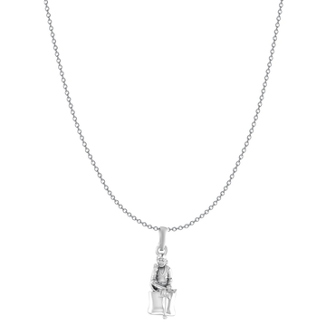 AKSHAT SAPPHIRE Sterling Silver (Silver with 92.5% purity) God Shree Sai Baba chain Pendant (Pendant with Anchor/ Cable Chain Chain) for Men & Women Pure Sterling Silver Lord Sai Baba chain Locket For Good Wealth & Health