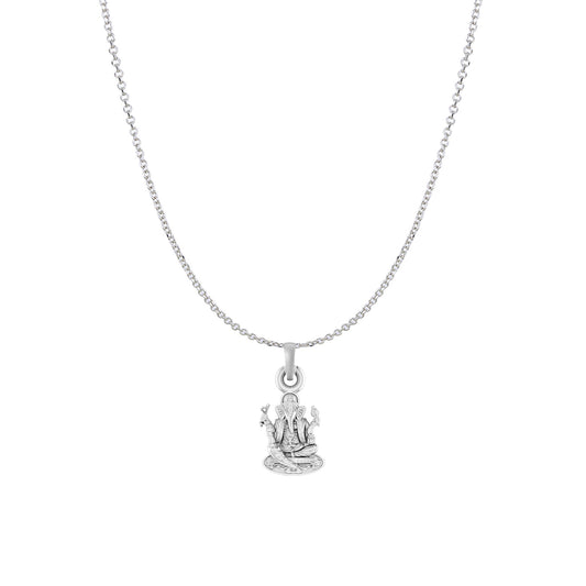 Akshat Sapphire Sterling Silver (92.5% purity) God Ganesha Chain Pendant (Pendant with Anchor/ Cable Chain Chain) for Men & Women Pure Silver Lord Ganapathy Chain Locket for Good Health & Wealth