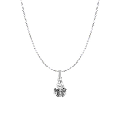 AKSHAT SAPPHIRE Sterling Silver (Silver with 92.5% purity) God Shree Sai Baba chain Pendant (Pendant with Anchor/ Cable Chain Chain) for Men & Women Pure Sterling Silver Lord Sai Baba chain Locket For Good Wealth & Health