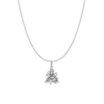 Akshat Sapphire Sterling Silver (92.5% purity) God Ganesha Chain Pendant (Pendant with Anchor/ Cable Chain Chain) for Men & Women Pure Silver Lord Ganapathy Chain Locket for Good Health & Wealth