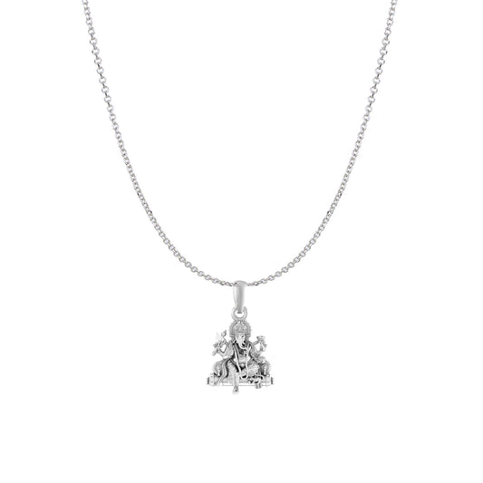 Akshat Sapphire Sterling Silver (92.5% purity) God Ganesha Chain Pendant (Pendant with Anchor/ Cable Chain Chain) for Men & Women Pure Silver Lord Ganapathy Chain Locket for Good Health & Wealth