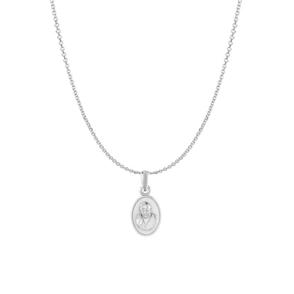 AKSHAT SAPPHIRE Sterling Silver (Silver with 92.5% purity) God Shree Sai Baba chain Pendant (Pendant with Anchor/ Cable Chain Chain) for Men & Women Pure Sterling Silver Lord Sai Baba chain Locket For Good Wealth & Health