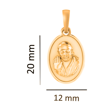 22KT Gold Plated Sterling Silver (92.5% Purity) Pure Silver God Shree Sai Baba chain Pendant (Locket with Anchor/ Cable Chain Chain) for Women