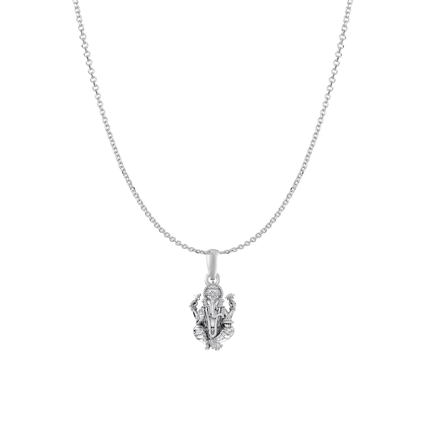 Akshat Sapphire Sterling Silver (92.5% purity) God Ganesha Chain Pendant (Pendant with Anchor/ Cable Chain Chain) for Men & Women Pure Silver Lord Ganapathy Chain Locket for Good Health & Wealth