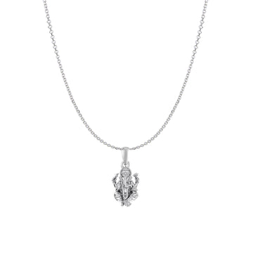 Akshat Sapphire Sterling Silver (92.5% purity) God Ganesha Chain Pendant (Pendant with Anchor/ Cable Chain Chain) for Men & Women Pure Silver Lord Ganapathy Chain Locket for Good Health & Wealth