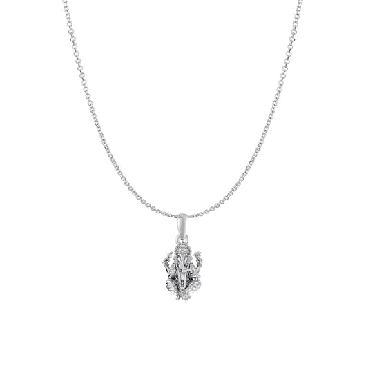 Akshat Sapphire Sterling Silver (92.5% purity) God Ganesha Chain Pendant (Pendant with Anchor/ Cable Chain Chain) for Men & Women Pure Silver Lord Ganapathy Chain Locket for Good Health & Wealth