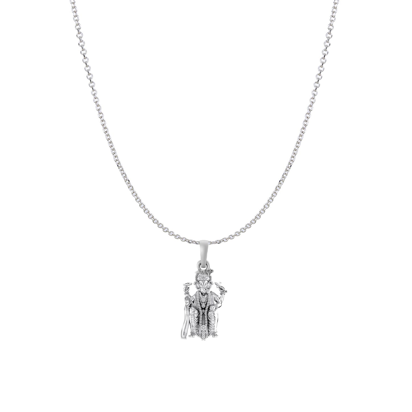 Akshat Sapphire Sterling Silver (92.5% purity) God Ganesha Chain Pendant (Pendant with Anchor/ Cable Chain Chain) for Men & Women Pure Silver Lord Ganapathy Chain Locket for Good Health & Wealth