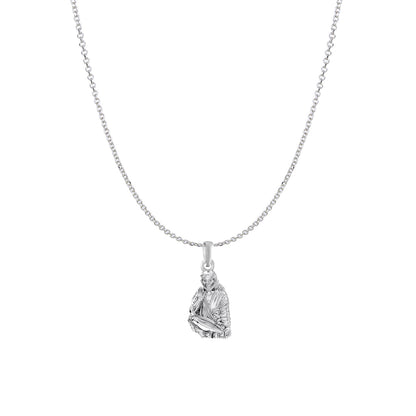 AKSHAT SAPPHIRE Sterling Silver (Silver with 92.5% purity) God Shree Sai Baba chain Pendant (Pendant with Anchor/ Cable Chain Chain) for Men & Women Pure Sterling Silver Lord Sai Baba chain Locket For Good Wealth & Health
