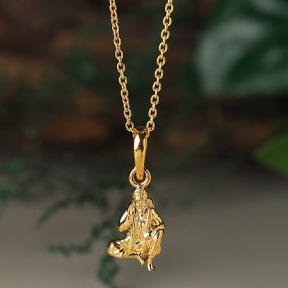 22KT Gold Plated Sterling Silver (92.5% Purity) Pure Silver God Shree Sai Baba chain Pendant (Locket with Anchor/ Cable Chain Chain) for Women