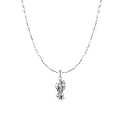 Akshat Sapphire Sterling Silver (92.5% purity) God Ganesha Chain Pendant (Pendant with Anchor/ Cable Chain Chain) for Men & Women Pure Silver Lord Ganapathy Chain Locket for Good Health & Wealth