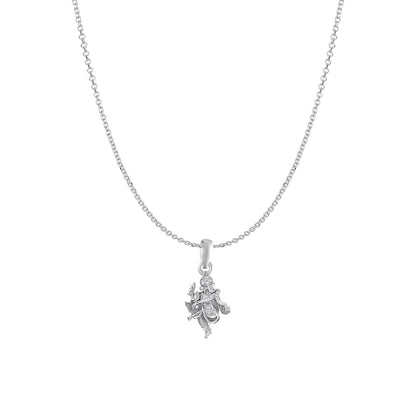 Akshat Sapphire Sterling Silver (92.5% purity) God Ganesha Chain Pendant (Pendant with Anchor/ Cable Chain Chain) for Men & Women Pure Silver Lord Ganapathy Chain Locket for Good Health & Wealth