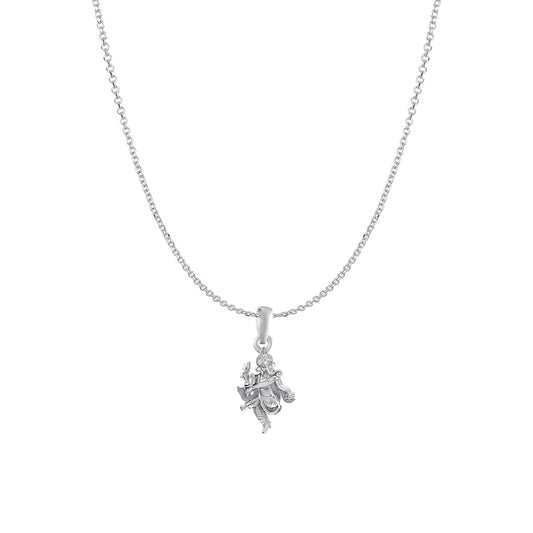 Akshat Sapphire Sterling Silver (92.5% purity) God Ganesha Chain Pendant (Pendant with Anchor/ Cable Chain Chain) for Men & Women Pure Silver Lord Ganapathy Chain Locket for Good Health & Wealth