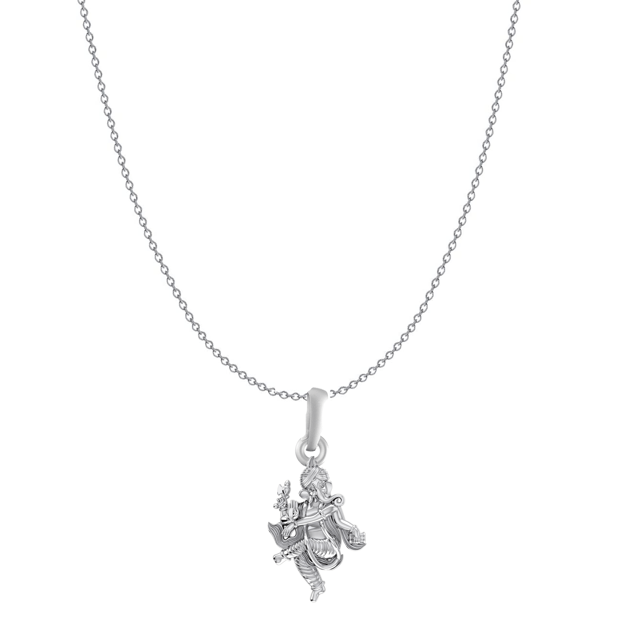 Akshat Sapphire Sterling Silver (92.5% purity) God Ganesha Chain Pendant (Pendant with Anchor/ Cable Chain Chain) for Men & Women Pure Silver Lord Ganapathy Chain Locket for Good Health & Wealth