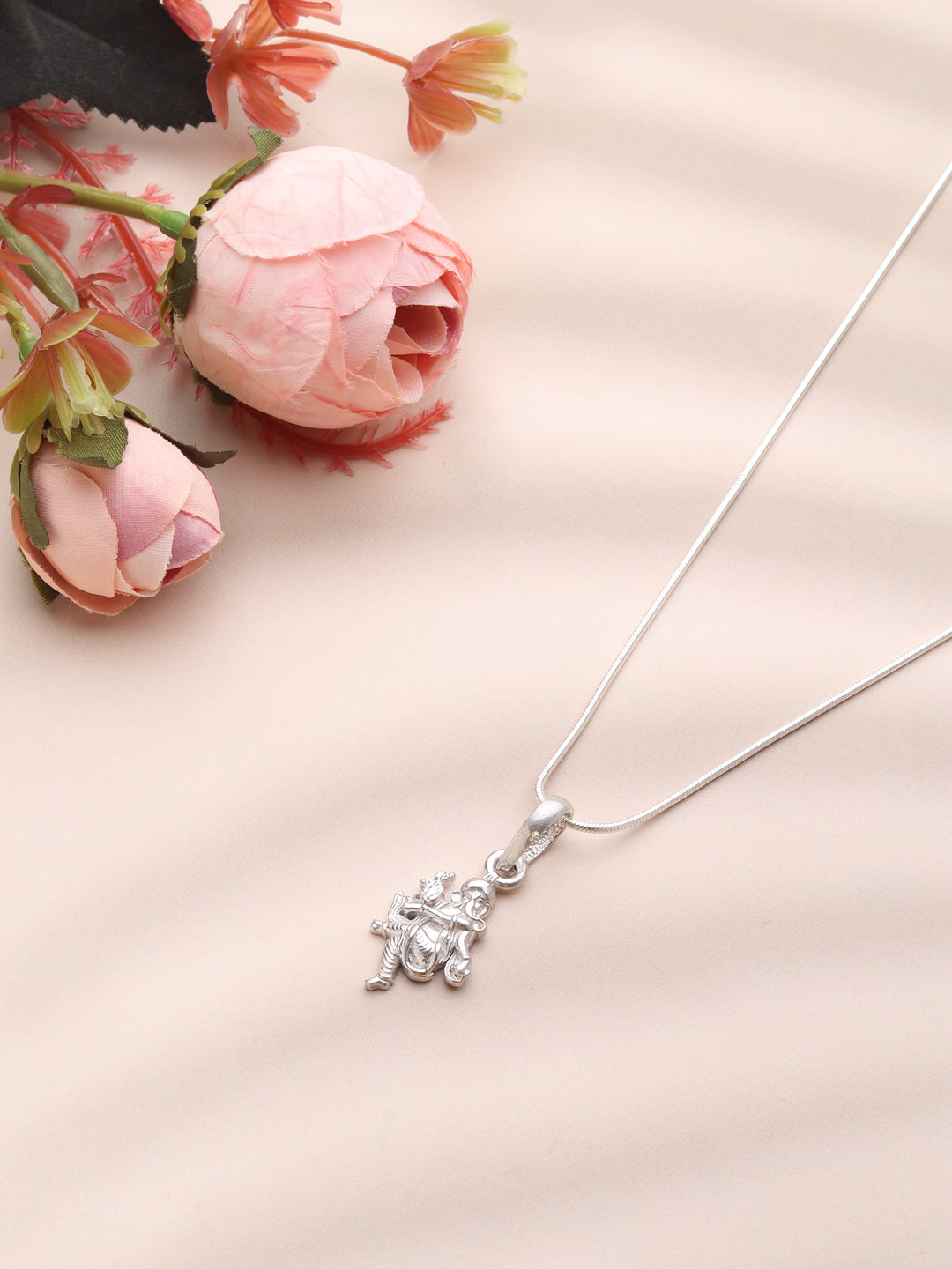 Akshat Sapphire Sterling Silver (92.5% purity) God Ganesha Chain Pendant (Pendant with Anchor/ Cable Chain Chain) for Men & Women Pure Silver Lord Ganapathy Chain Locket for Good Health & Wealth