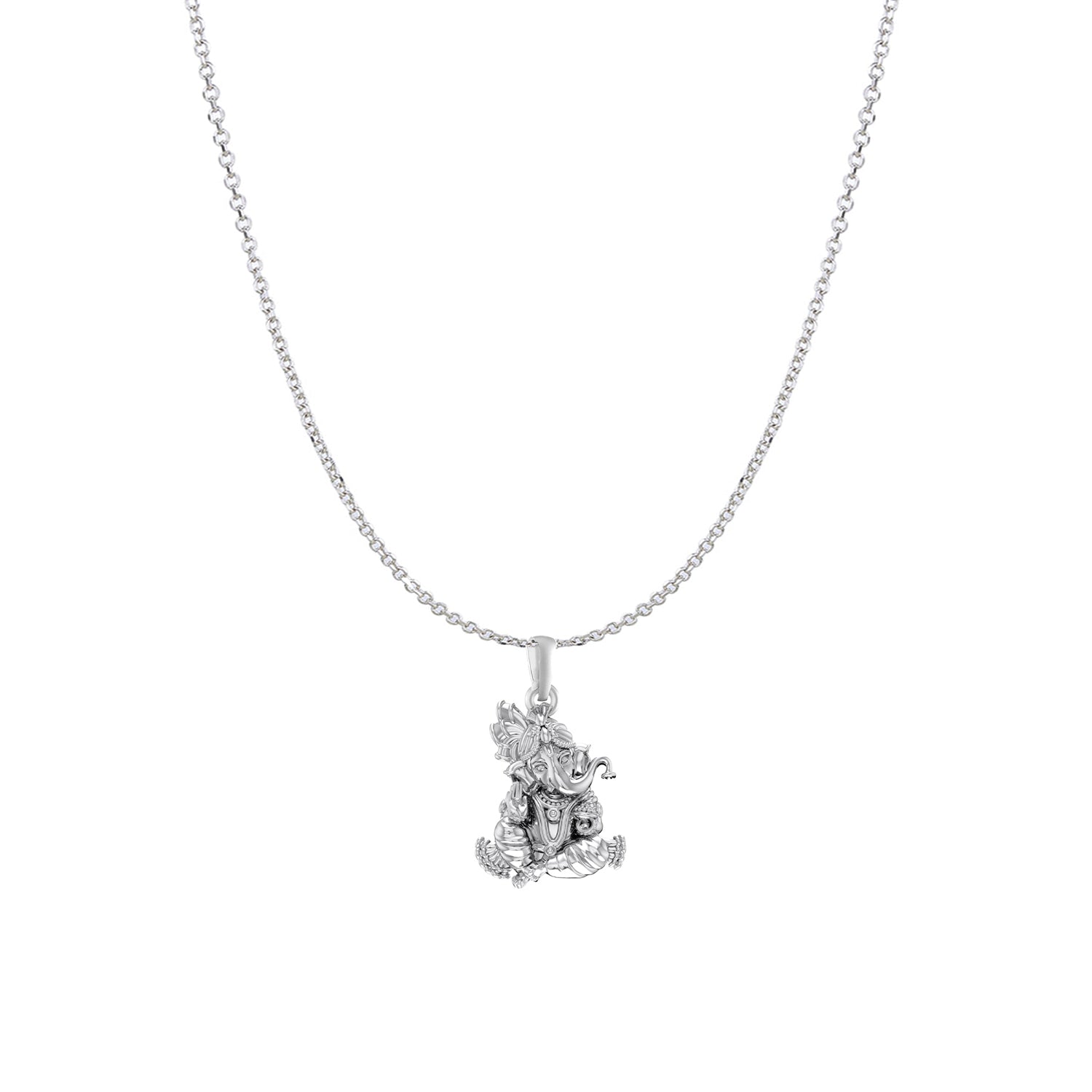 Akshat Sapphire Sterling Silver (92.5% purity) God Ganesha Chain Pendant (Pendant with Anchor/ Cable Chain Chain) for Men & Women Pure Silver Lord Ganapathy Chain Locket for Good Health & Wealth