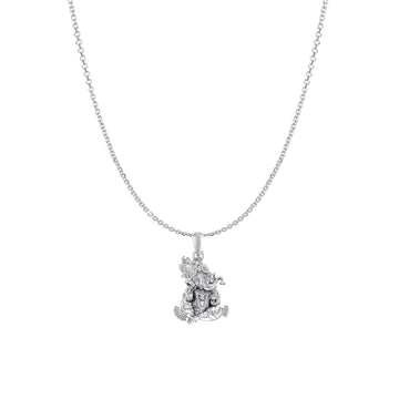 Akshat Sapphire Sterling Silver (92.5% purity) God Ganesha Chain Pendant (Pendant with Anchor/ Cable Chain Chain) for Men & Women Pure Silver Lord Ganapathy Chain Locket for Good Health & Wealth