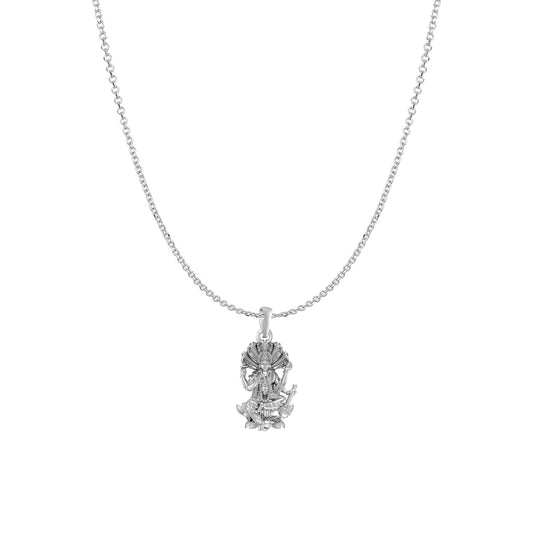 Akshat Sapphire Sterling Silver (92.5% purity) Vishnu ji chain pendant (Pendant with Anchor/ Cable Chain Chain) for Men and women, God vishnu chain Locket for Good Luck, Health & Wealth