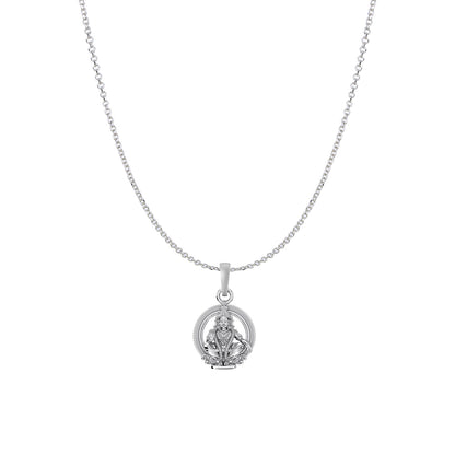 Akshat Sapphire Sterling Silver (92.5% purity) God Ayyappa Chain Pendant (Pendant with Anchor/ Cable Chain Chain) for Men & Women Pure Silver Lord Ayyappa Chain Locket