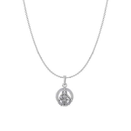 Akshat Sapphire Sterling Silver (92.5% purity) God Ayyappa Chain Pendant (Pendant with Anchor/ Cable Chain Chain) for Men & Women Pure Silver Lord Ayyappa Chain Locket