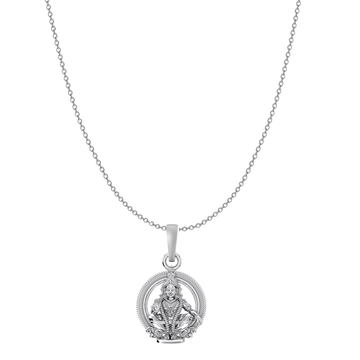 Akshat Sapphire Sterling Silver (92.5% purity) God Ayyappa Chain Pendant (Pendant with Anchor/ Cable Chain Chain) for Men & Women Pure Silver Lord Ayyappa Chain Locket