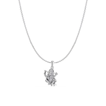 Akshat Sapphire Sterling Silver (92.5% purity) God Ganesha Chain Pendant (Pendant with Anchor/ Cable Chain Chain) for Men & Women Pure Silver Lord Ganapathy Chain Locket for Good Health & Wealth