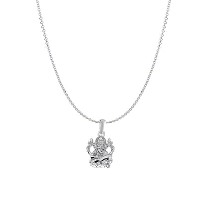 Akshat Sapphire Sterling Silver (92.5% purity) God Ganesha Chain Pendant (Pendant with Anchor/ Cable Chain Chain) for Men & Women Pure Silver Lord Ganapathy Chain Locket for Good Health & Wealth