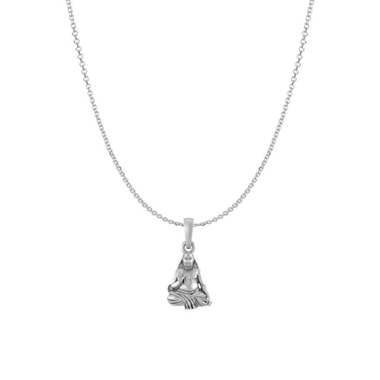 Akshat Sapphire Sterling Silver (92.5% purity) Spiritual Raghavendra Swamy (Pendant with Anchor/ Cable Chain Chain) for Men & Women Pure Silver religious Raghvendra Swami chain Locket for Good Health & Wealth