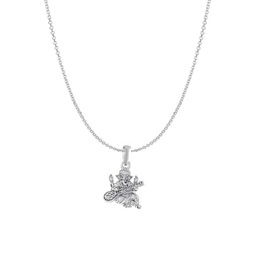 Akshat Sapphire Sterling Silver (92.5% purity) God Ganesha Chain Pendant (Pendant with Anchor/ Cable Chain Chain) for Men & Women Pure Silver Lord Ganapathy Chain Locket for Good Health & Wealth