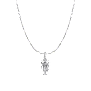 Akshat Sapphire Sterling Silver (92.5% purity) Goddess Laxmi Ji Chain Pendant (Pendant with Anchor/ Cable Chain Chain) for Men & Women Pure Silver Lord Laxmi Ji Chain Locket for Health & Wealth