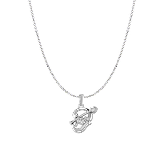 Akshat Sapphire Sterling Silver (92.5% purity) Spiritual OM Chain Pendant (Pendant with Anchor/ Cable Chain Chain) for Men & Women Pure Silver Divine OM Chain Locket for Health & Wealth