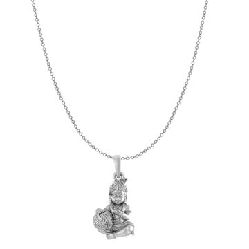 Akshat Sapphire Sterling Silver (92.5% purity) God Kanha Laddu Gopal Chain with Pendant  (Pendant with Anchor/ Cable Chain Chain) for Men & Women Bhagwan Thakur ji Bal Krihna Kanhaiya Chain Locket for Good Health & Wealth