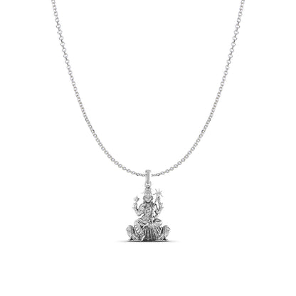Goddess Maa Kamakshii Chain Pendant (Pendant with Anchor/ Cable Chain Chain) for Men & Women Pure Silver Lord Ma Kanchi Kamakshi Devi Chain Locket Kanchipuram for Good Health & Wealth