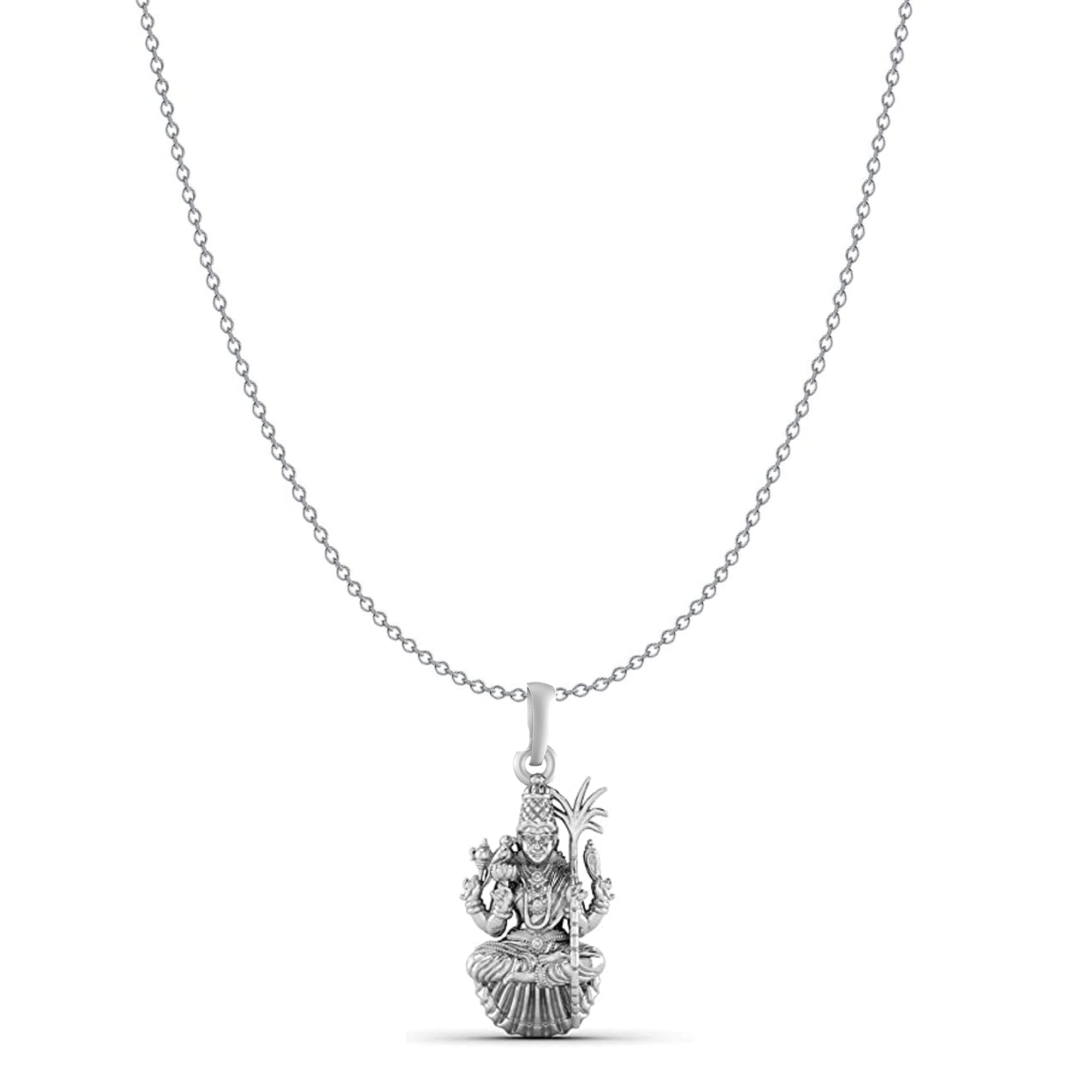 Goddess Maa Lalitha Parameswari Chain Pendant (Pendant with Anchor/ Cable Chain Chain) for Men & Women Pure Silver Lord Ma Lalita Sahasranamam Tripura Sundari chain Locket for Good Health & Wealth